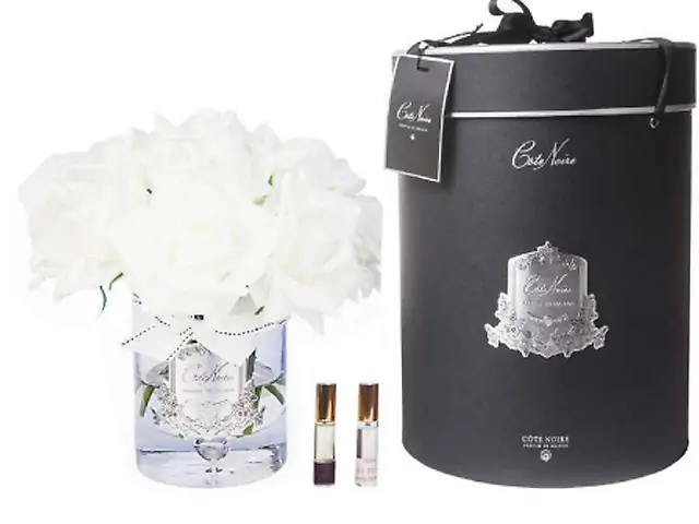 Twelve Roses - White (black box with Silver)