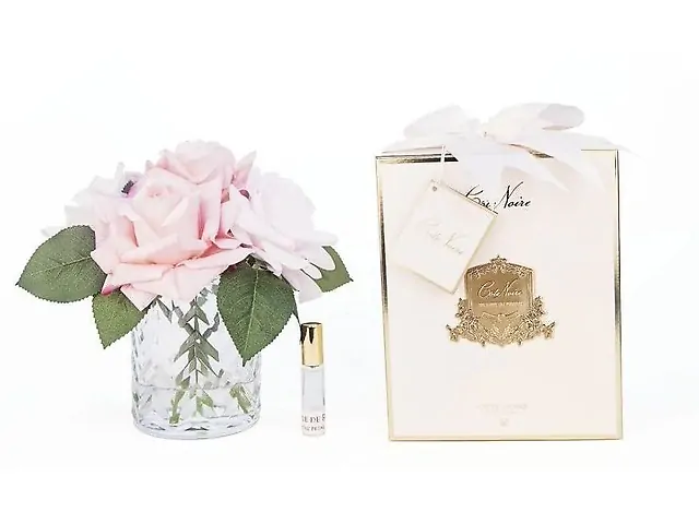 Herringbone Flower Clear Mixed Pink Roses in Pink Box