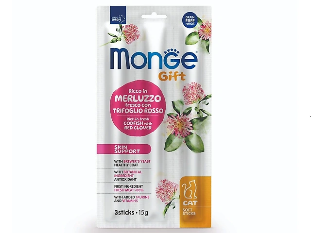 MONGEGIFTC SOFTST SKIN тріска з червоною конюшиною ласощi для котів