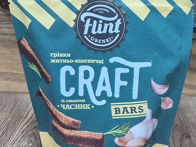 Сухарики ржаные CRAFT с чесноком брусочки