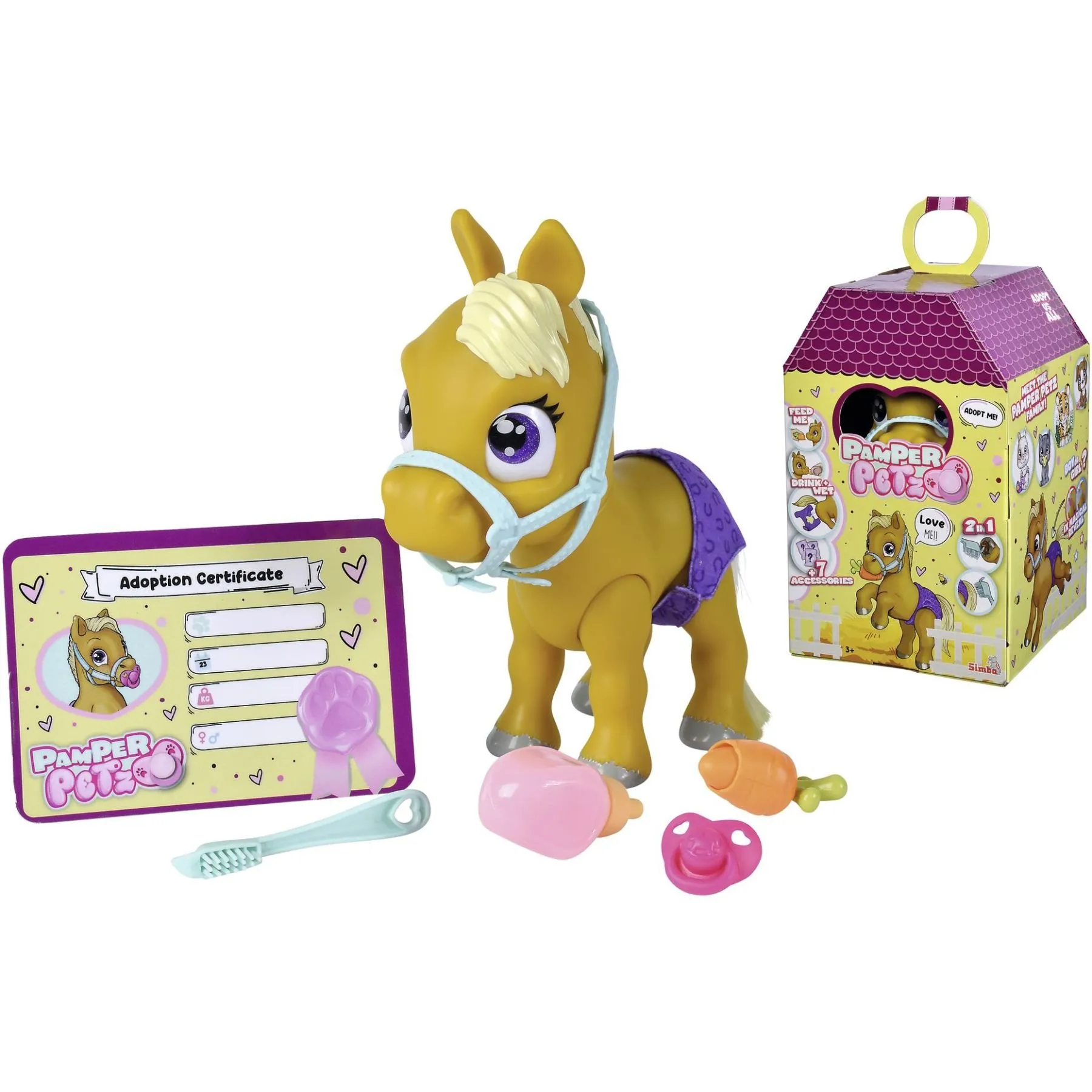 Ігровий набір Пампер Петс. Поні, що п&#039;є та пісяє, з конюшнею та аксес., 3+