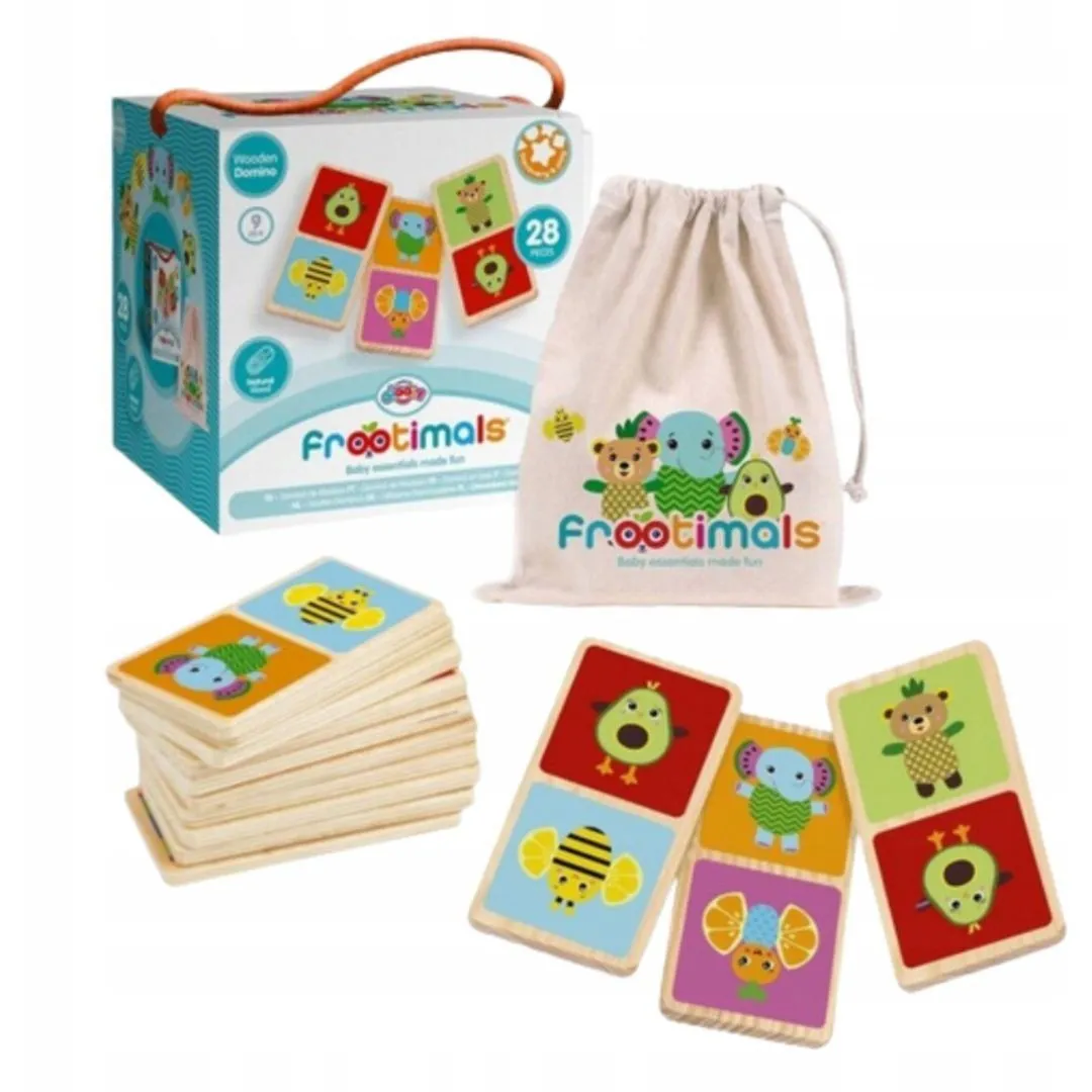 DISCOVER &amp; PLAY - ДЕРЕВ'ЯНЕ ДОМІНО З ТКАНИННОЮ СУМКОЮ  FROOTIMALS