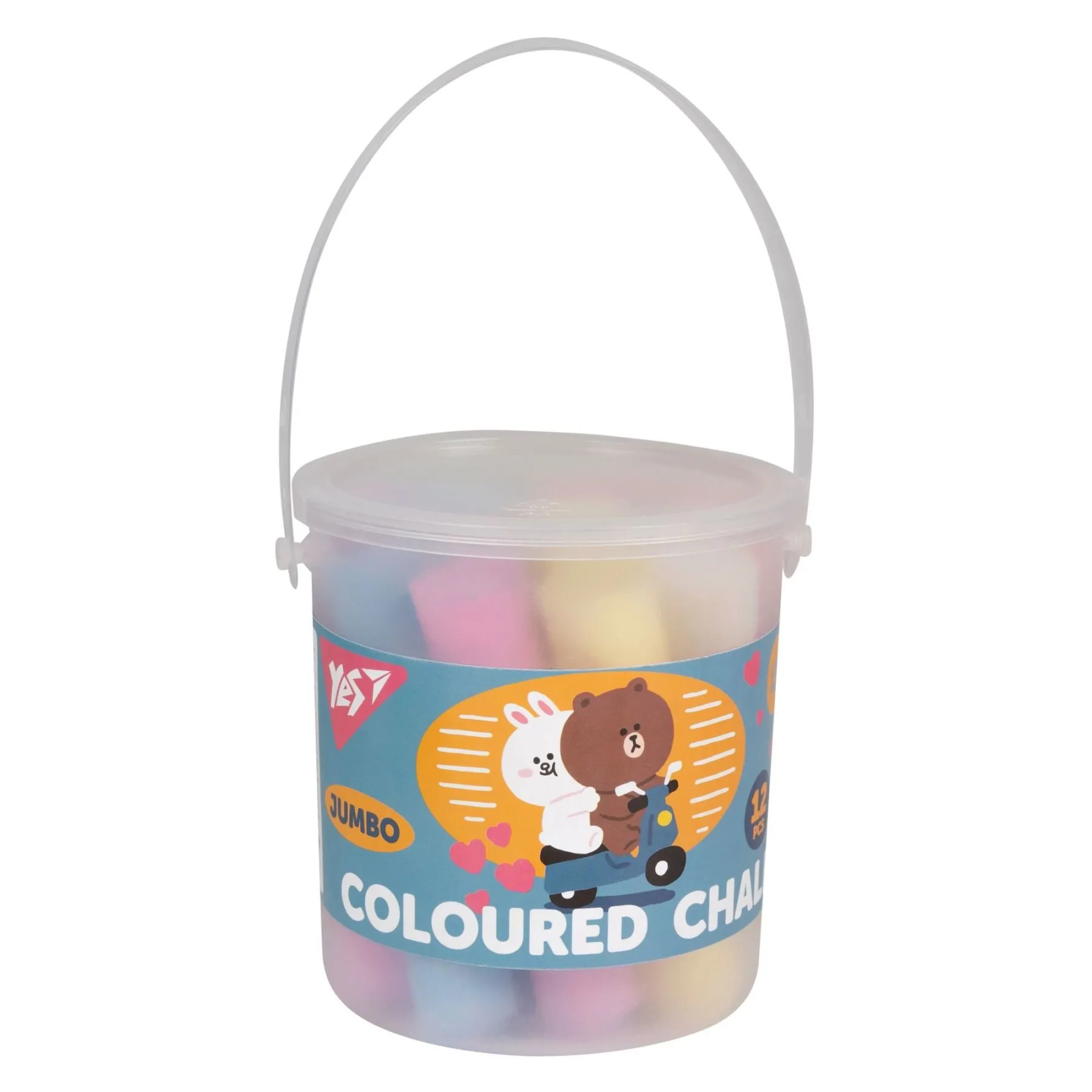 Крейда кольорова Yes "Line Friends" 12 шт, JUMBO в відрі