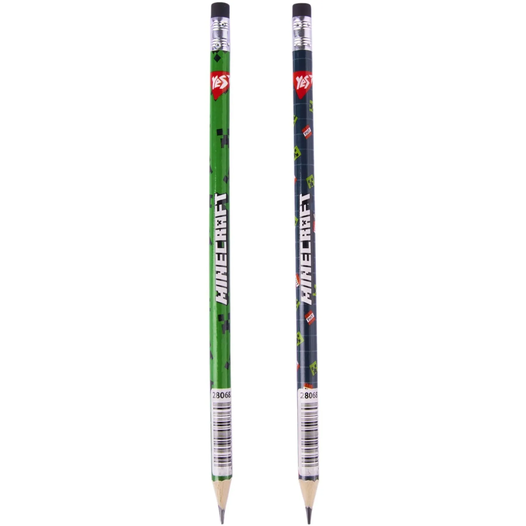 Олівець Yes ч/гр круг. з ласт. у пл. тубе, 36шт/уп "Minecraft" 2 диз. мікс
