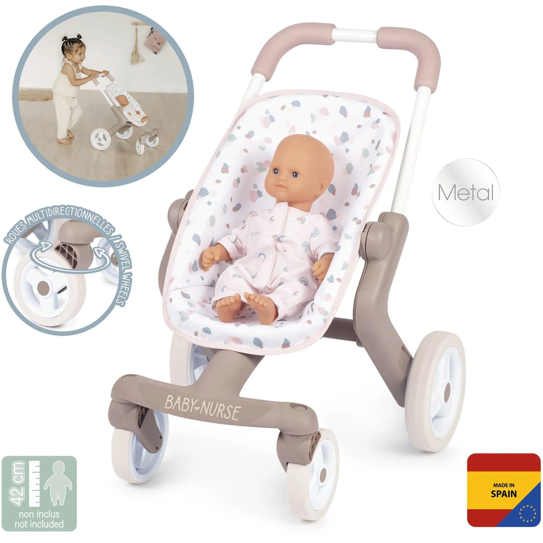 Коляска Baby Nurse &quot;Рожева пудра. Прогулянка&quot;, з поворотними колесами, 18міс.+