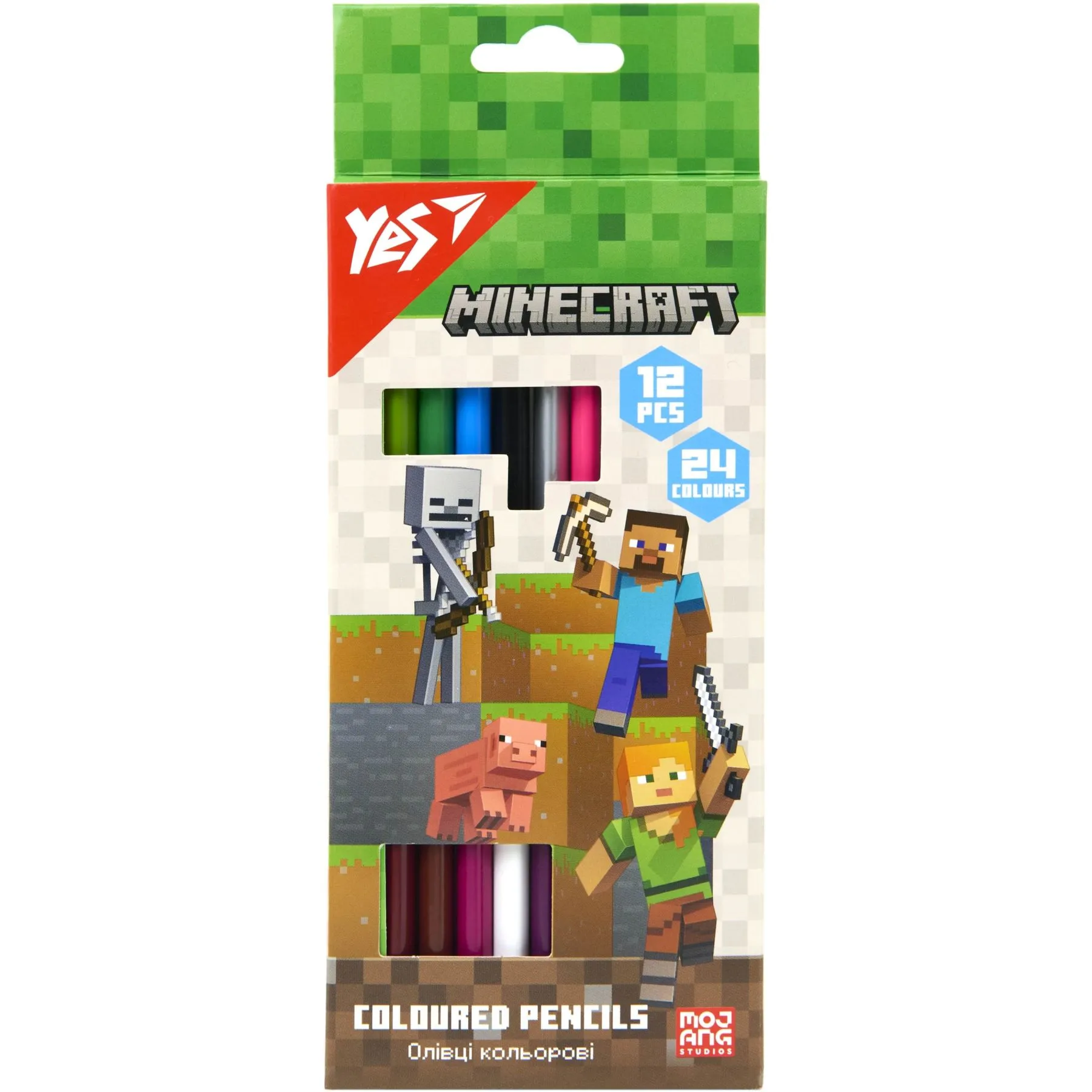 Олівці кольорові Yes 12/24 кол. "Minecraft"