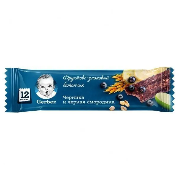 Батончик "Чорниця, чорна смородина" 25 г, Gerber