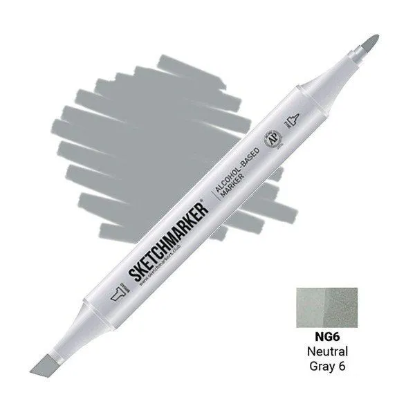 Маркер #adb6ad, Цвет: Neutral Gray 6 (Нейтральный серый 6), SM-NG06, SKETCHMARKER), SM