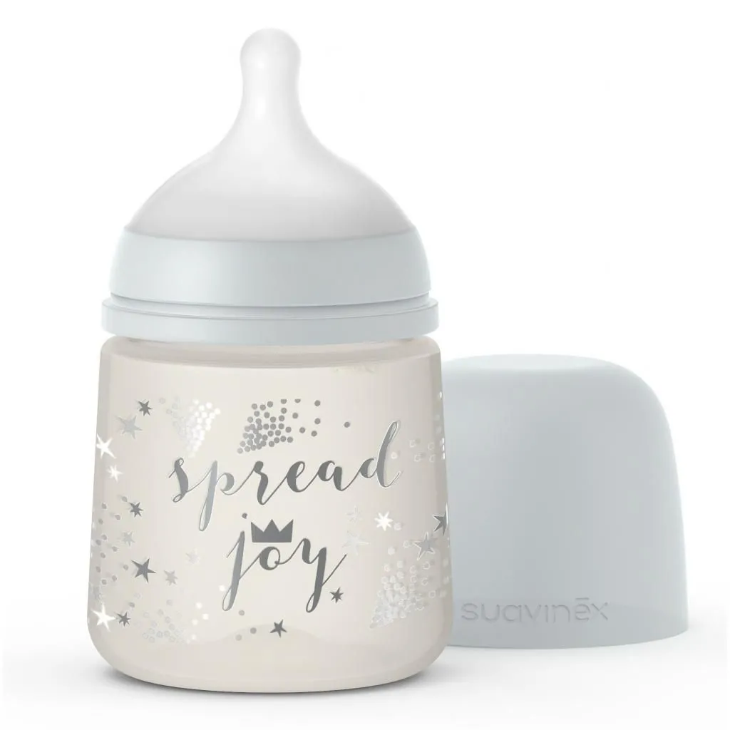 Пляшечка "Чарівні історії" 150 мл (фізіологічна соска, повільний потік), срібна корона, Suavinex