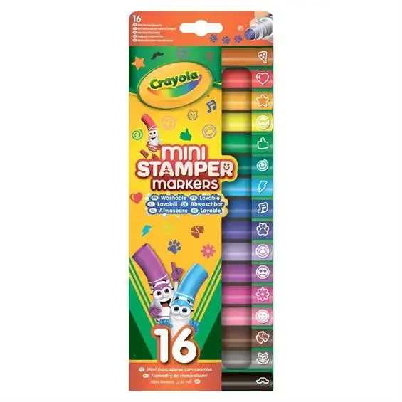 Набір міні-фломастерів зі штампами (washable), 16 шт