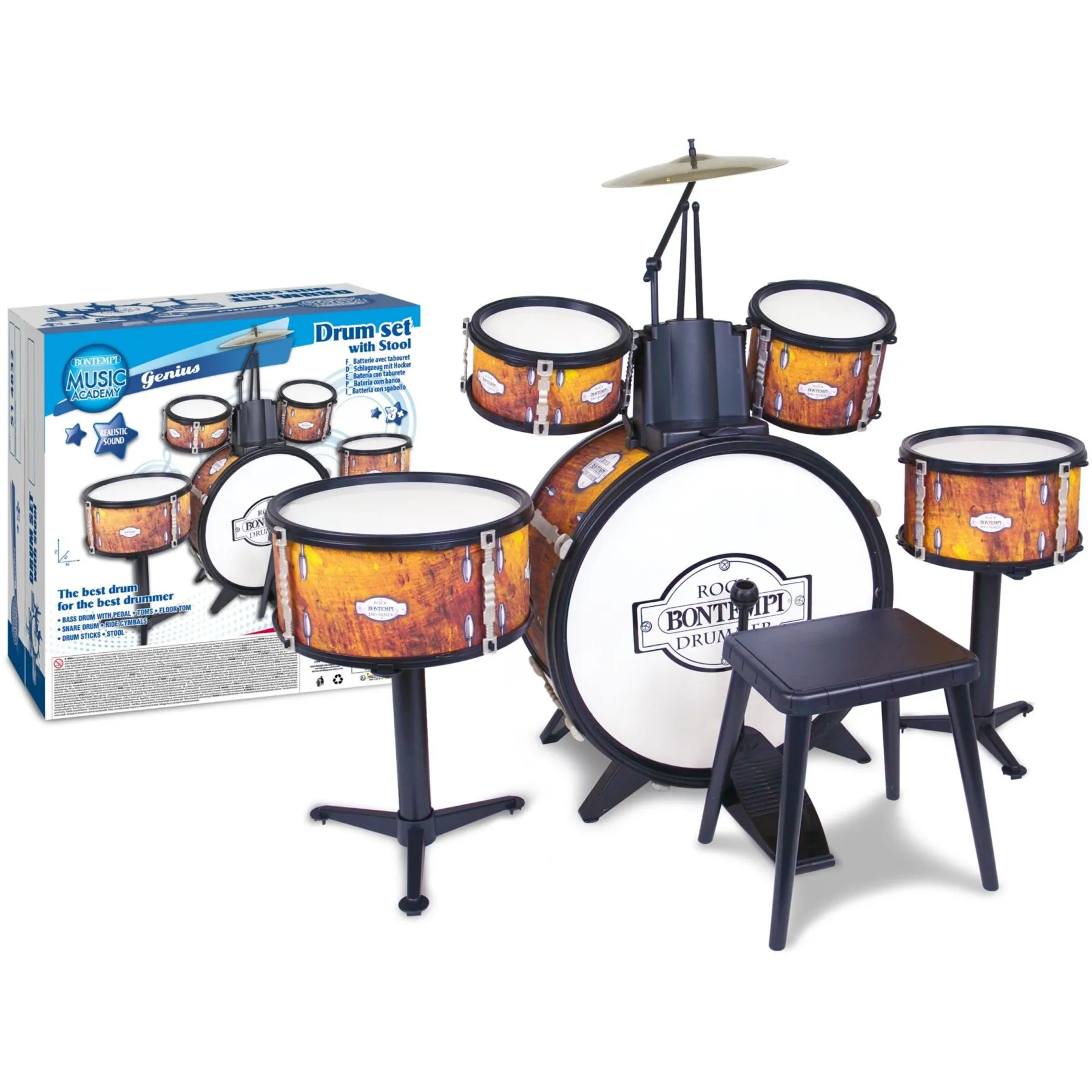 Набір барабанів 6 шт зі стільчиком та 2 паличками