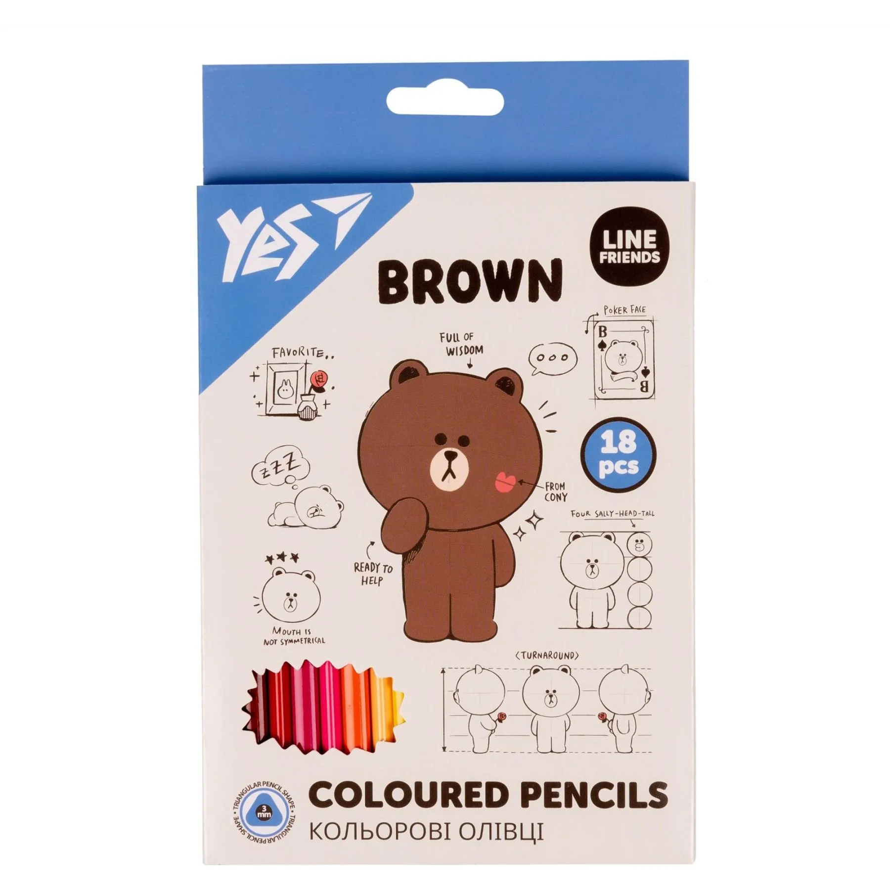 Олівці кольорові YES 18 кол. "Line Friends"