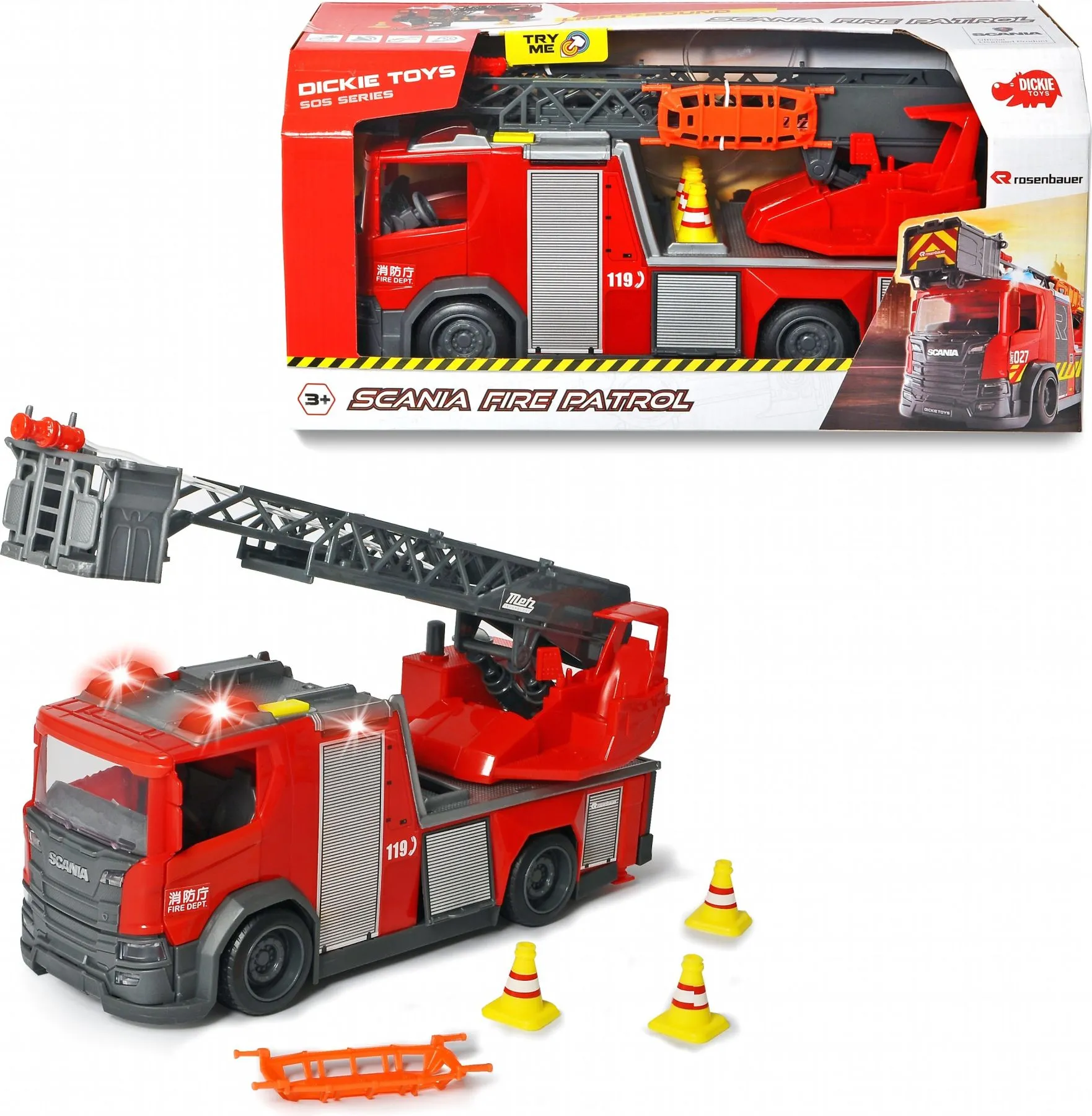 Пожежна машина "Scania" з телескопічною драбиною, зі зв. св. та водним еф, довж 35 см, 3+