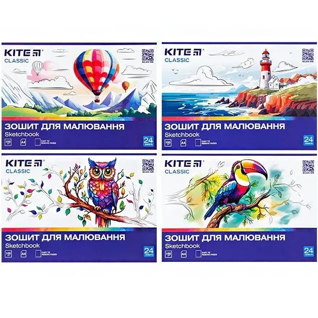 Зошит для малювання, 24 арк., ск., софт-тач+УФ,Kite Classic