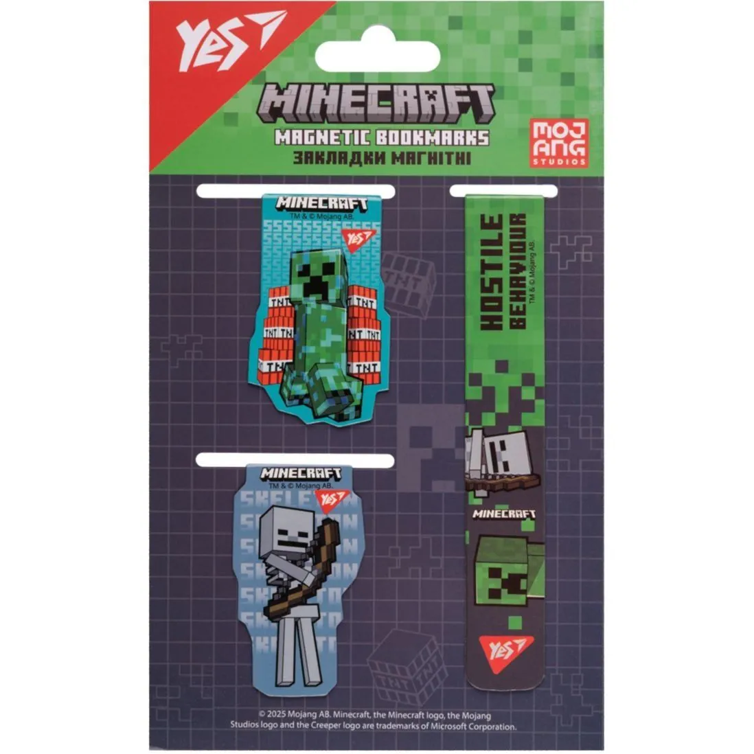 Закладки магнітні Yes "Minecraft", 3 шт