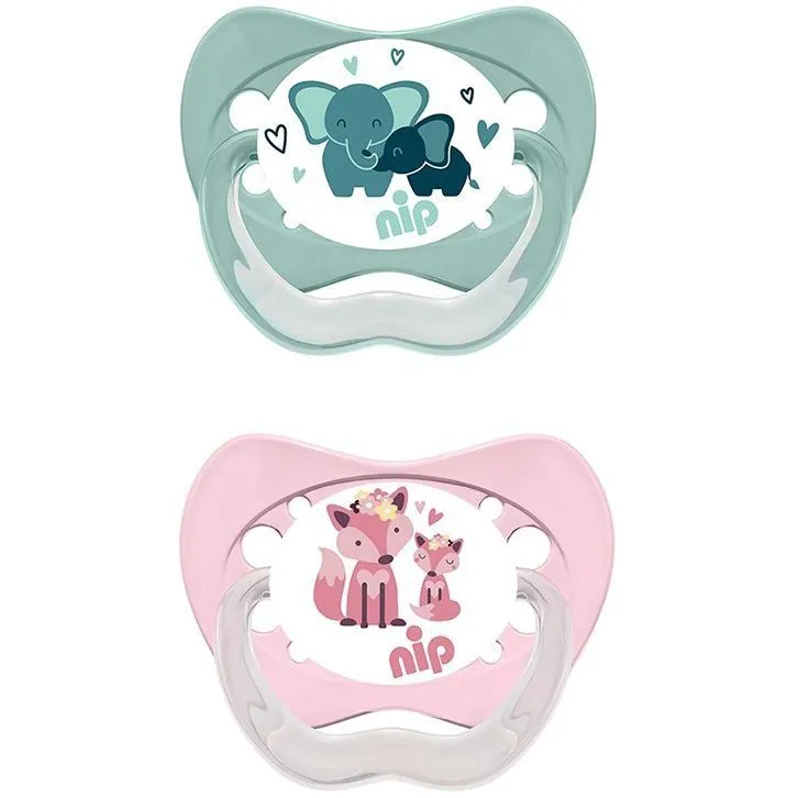 Пустушка "Моя сім'я 1" "Д" (латекс) слоник/лисичка  0-6 місяців (2 шт)/ NIP