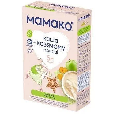 Каша молочна "Гречана з яблуком і морквою" на козячому молоці 200 г, Мамако