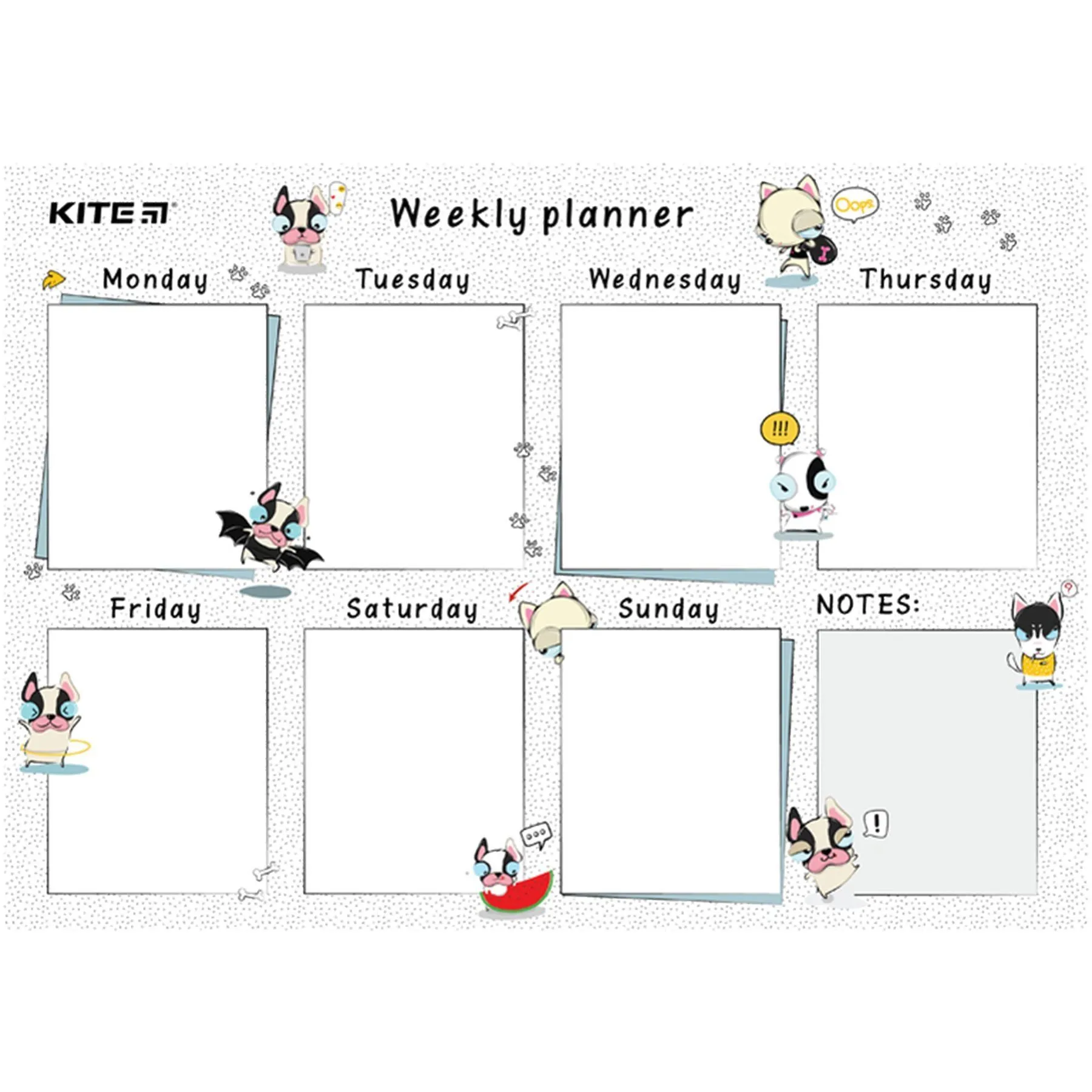 Планер настінний на тиждень,  А4, Funny dogs