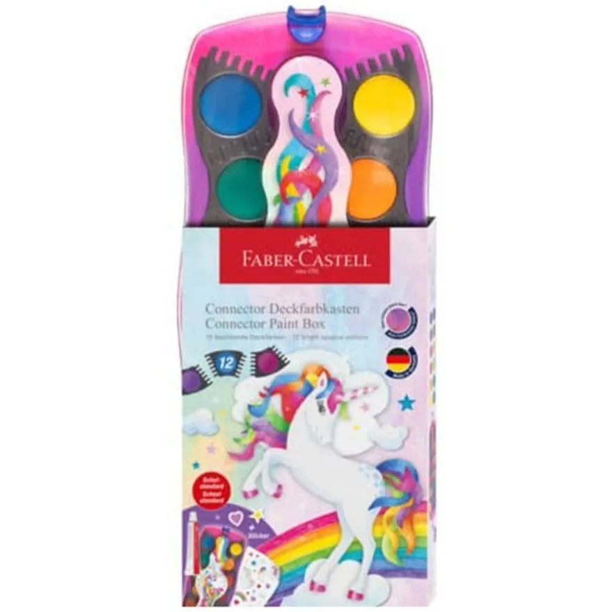 125035 ФАРБИ 12 КОЛ. СУХІ АКВАРЕЛЬНІ CONNECTOR UNICORN