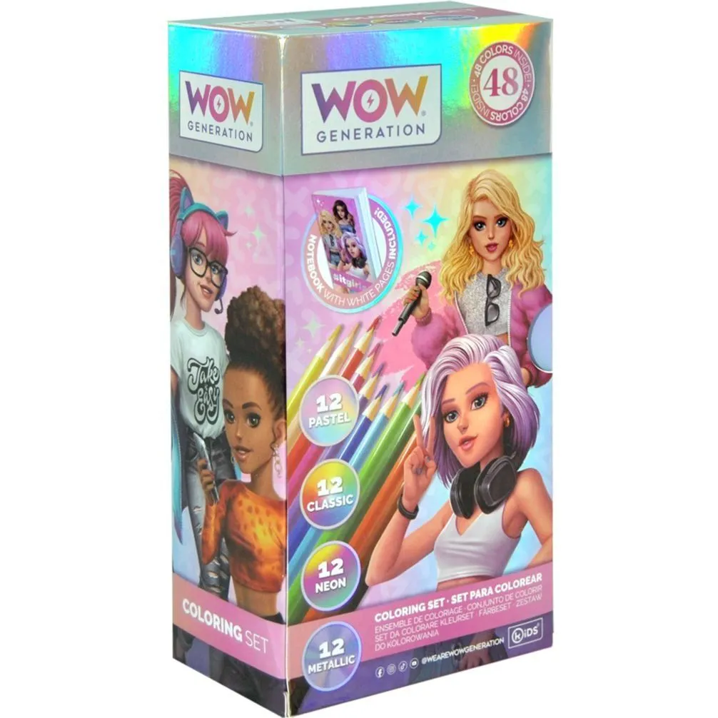 НАБІР 48 КОЛЬОРОВИХ ОЛІВЦІВ З БЛОКОМ ДЛЯ ЗАПИСІВ WOW GENERATION