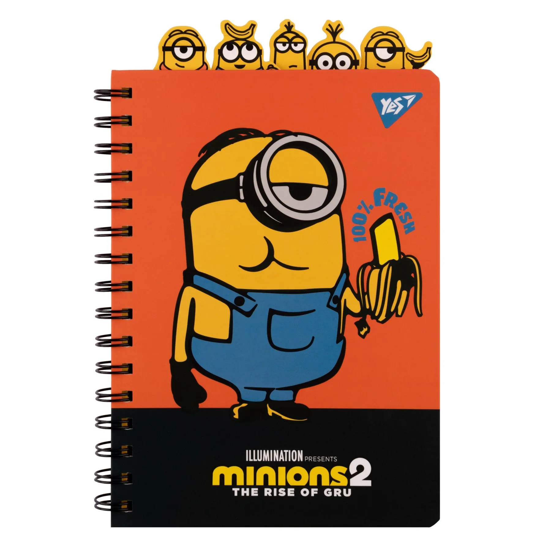 Блокнот YES А5, 80 л. cпіраль з фігурн. роздільниками "Minions"