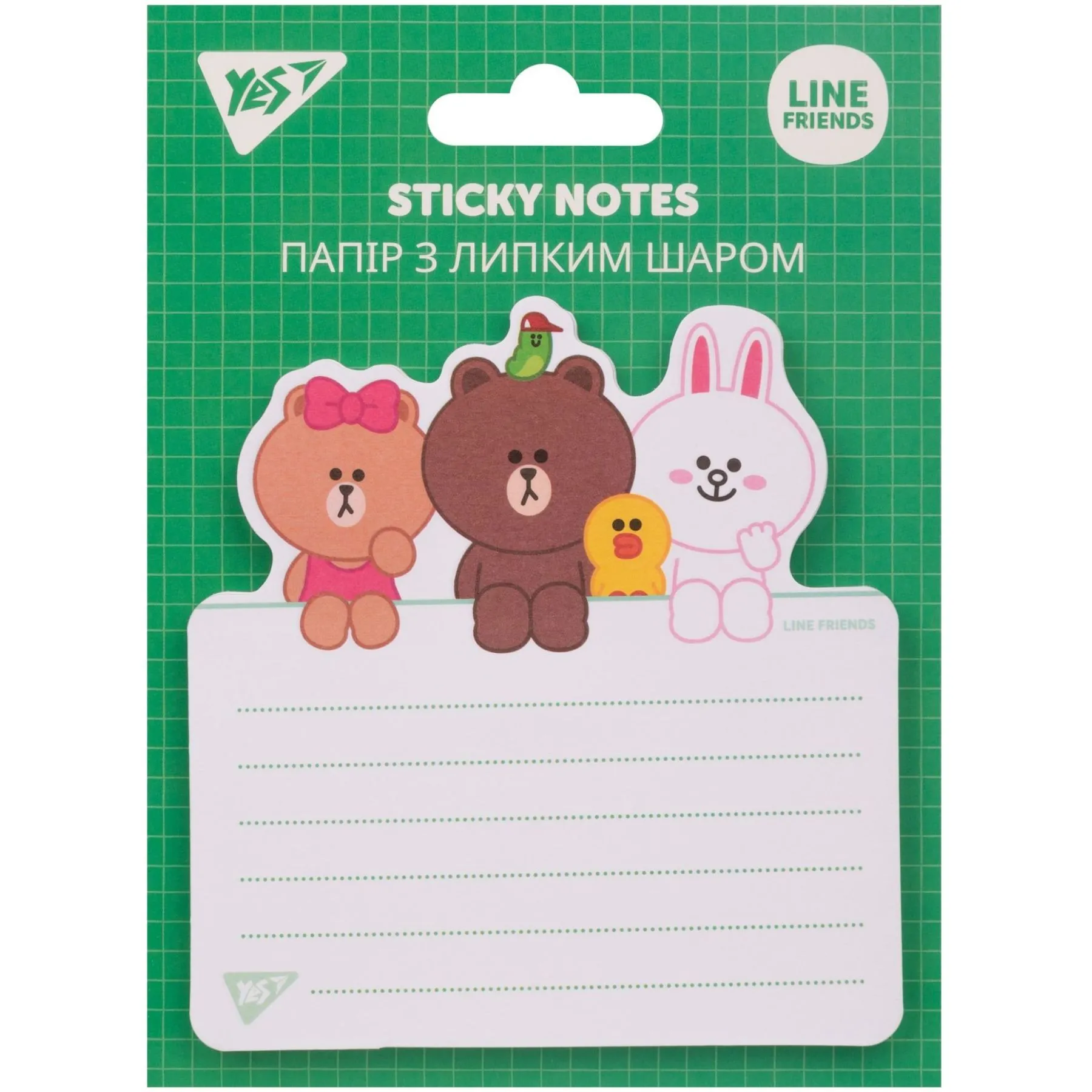 Папір з липким шаром YES фігурний "Line Friends", 40 аркушів