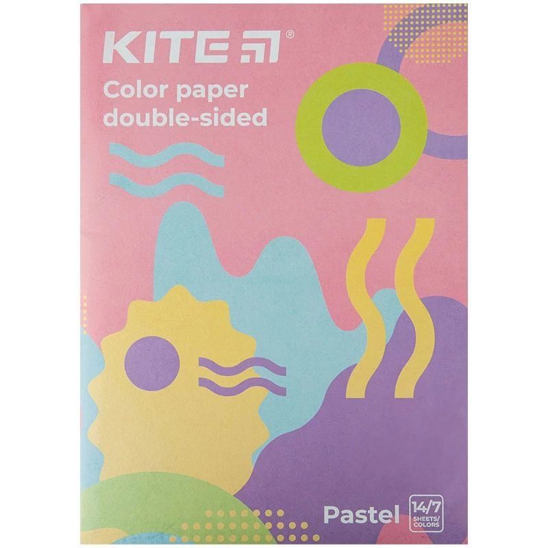 Папір кольор. двостор. (14арк/7кол),пастель, А4 Kite Fantasy