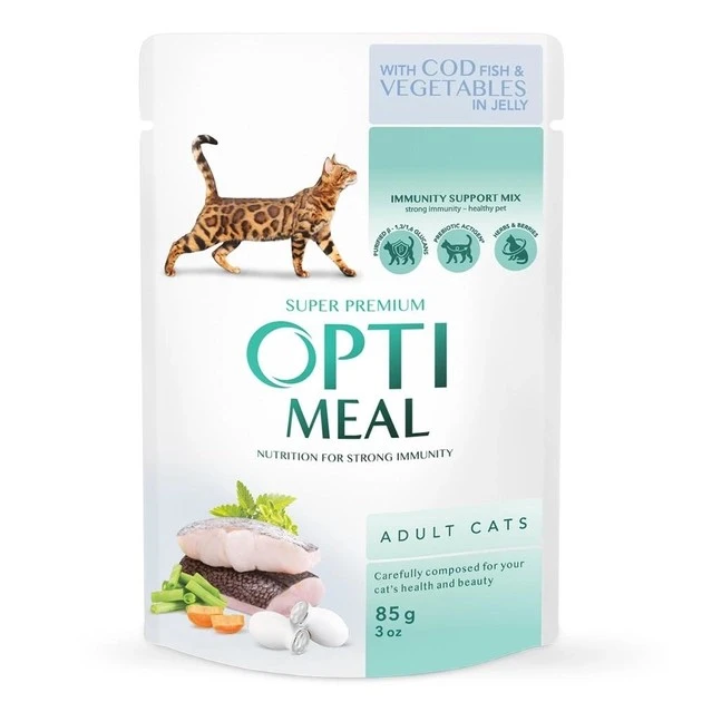 Корм для котів з тріскою та овочами в желе Optimeal, 85 г