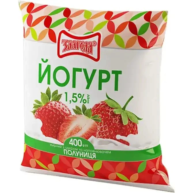 Йогурт 1% Полуниця Злагода, 400 г
