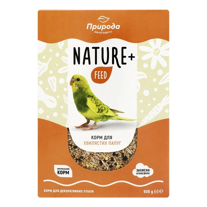 Корм для хвилястих папуг Nature+ feed Природа, 500 г
