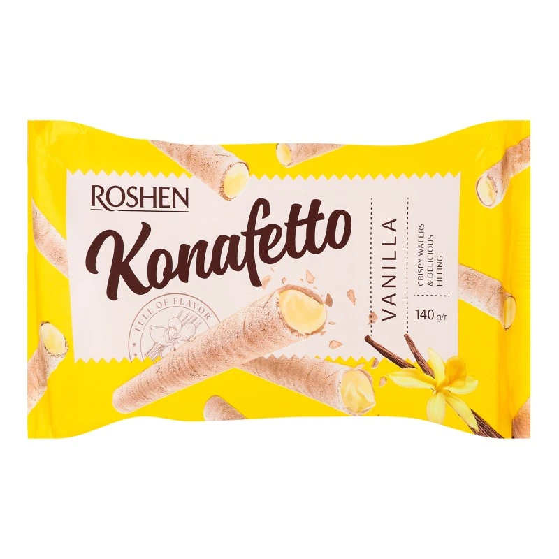 Вафельні трубочки з ванільною начинкою Konafetto Roshen, 140 г