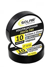 Ізоляційна стрічка чорна, SOLAR 10М 0.15*15ММ