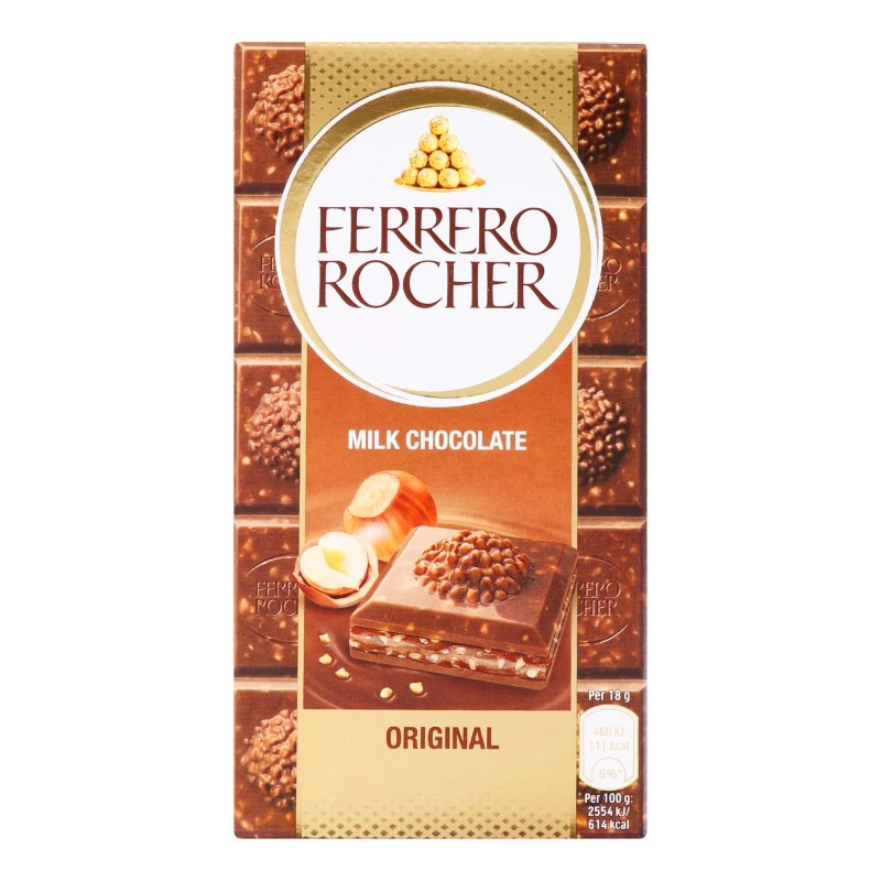 Шоколад молочний з лісовими горіхами Original Ferrero Rocher, 90 г