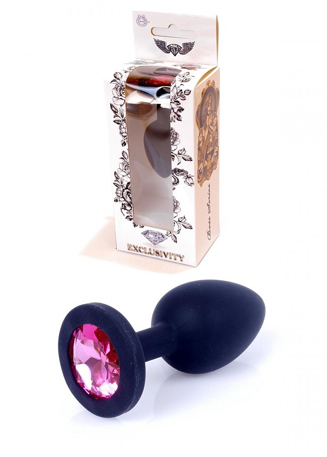 Анальна пробка Silikon Plug Jewellery Black Small, 7 х 2,7 см