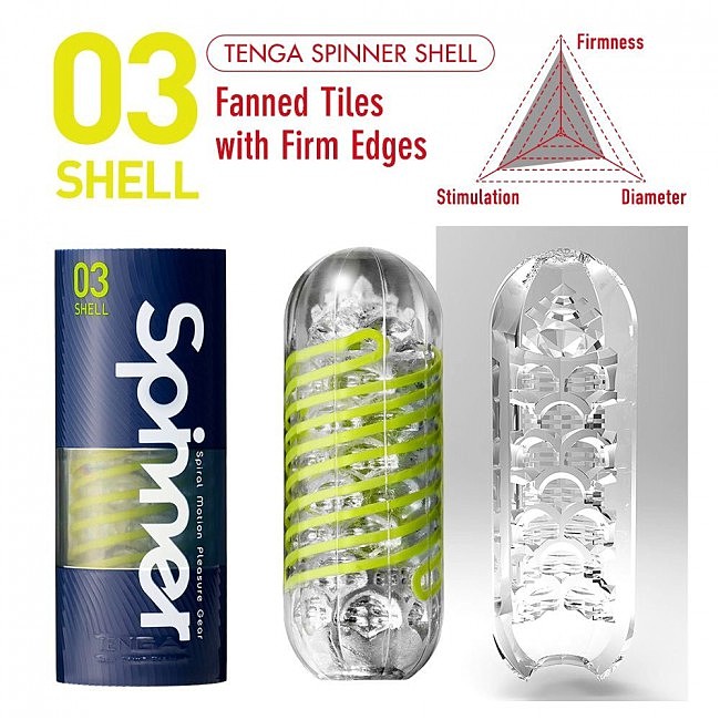 Tenga Spinner Masturbator Shell спіральний мастурбатор, 13х4.5 см (Shell (зелений))