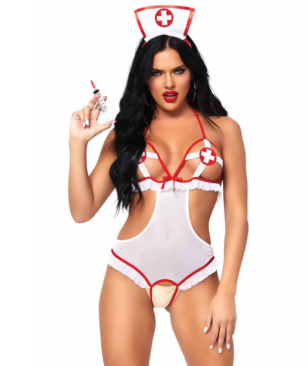 Костюм медсестри Leg Avenue Roleplay Naughty Nurse OS Білий/Червоний