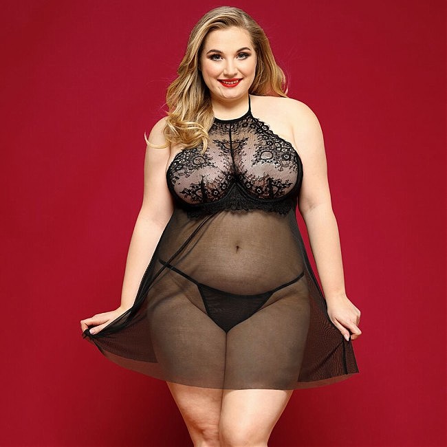 Сорочка бебі-долл JSY Пристрастна Ліліт Plus Size, Black
