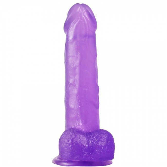 Фаллоімітатор з мошонкою LoveToy Jelly Studs Crystal Dildo Large 8 Purple, 20 х 4,1 см