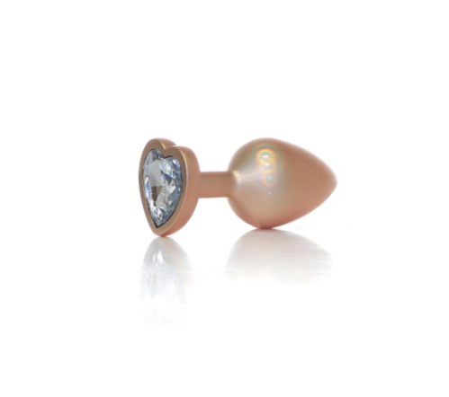 Анальна пробка  Jewellery Pearl Gold Heart Plug Clear L , 3,8 см.