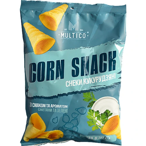 Снеки кукурудзяні Multico 130г сметана зелень