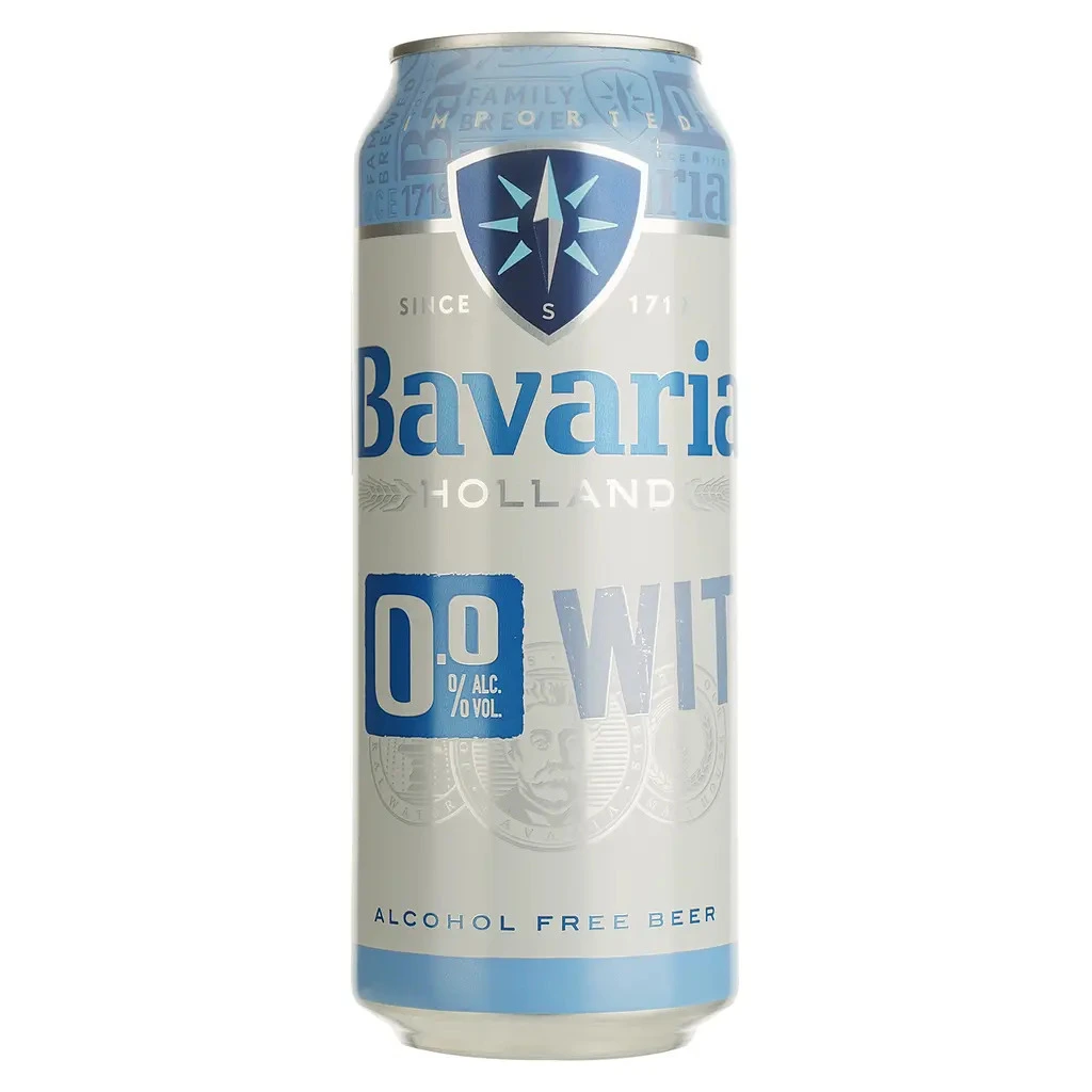 Пиво пшеничне нефільтроване безалкогольне пастеризоване [Bavaria 0.0% WITk, 0,5 л, б.м.