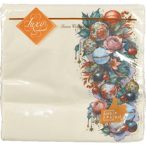 Серветка Luxy 18шт 33х33 3 шари вишукані прикраси