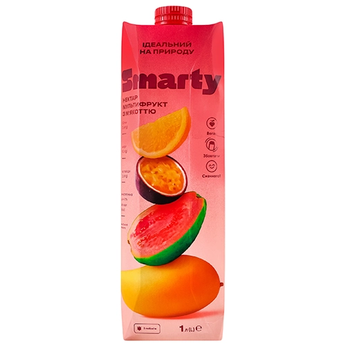 Нектар з м'якоттю гомогенізований стерилізований Мультифрукт Smarty т/п 1л