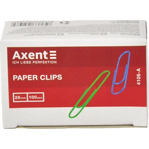 Скріпки круглі Axent 28 мм 100 шт кольорові