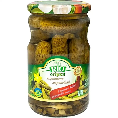 Огірки RIO 550г корнішони мариновані с.б