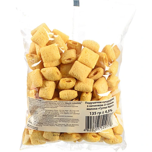 Подушечки Супер Хруст 135г кукурудзяні молоко