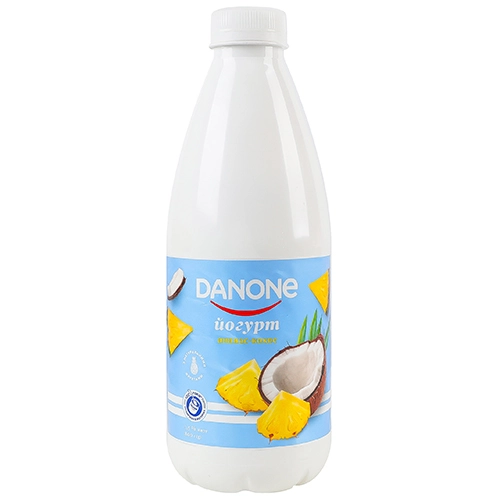 Йогурт 1.5% питний з наповнювачем Ананас-кокос Danone п/пл 800г