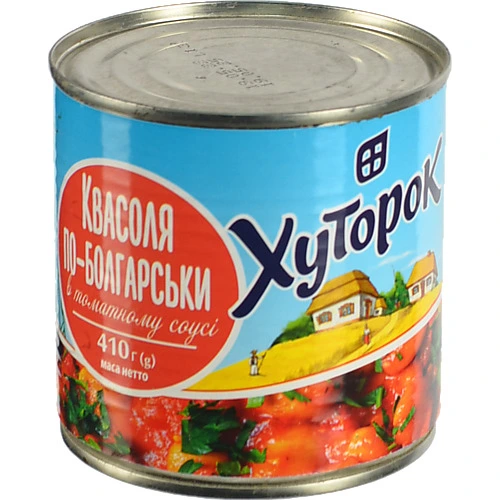 Квасоля Хуторок 425г по-болгарськи томатний соус з.б