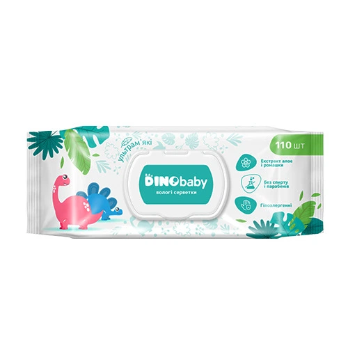 Серветки вологі Dino Baby 110ш дитячі