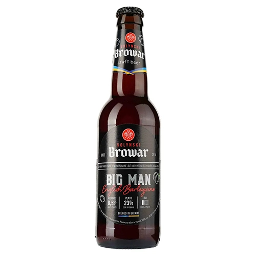 Пиво темне нефільтроване [Volynski Browar Big Man English Barleywinek, 8,5%, 0,35 л, с.п.